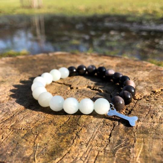 Minerální náramek obsidián, jadeit - KOSTIČKA